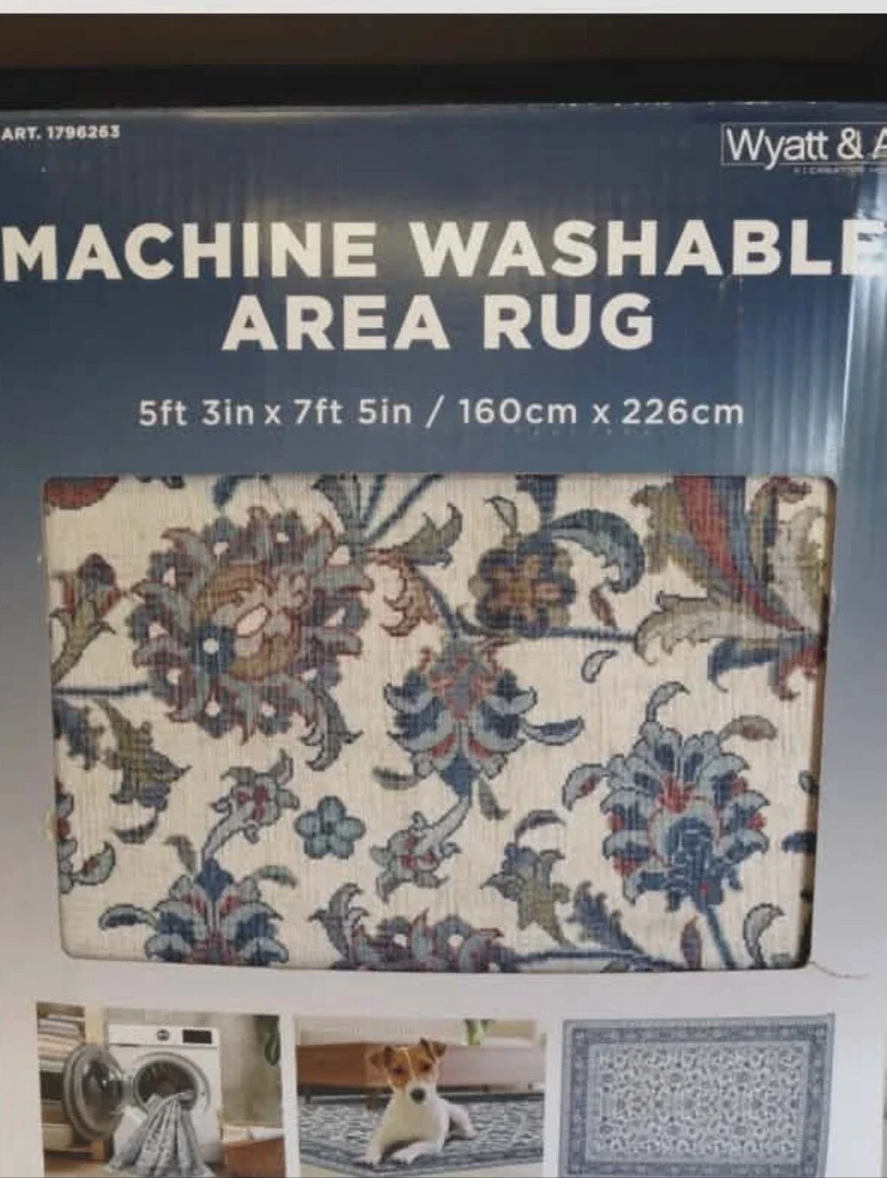 (Ew) Wyatt & Ash Machine Washable Area Rug 5ft3in X 7ft5in NIB